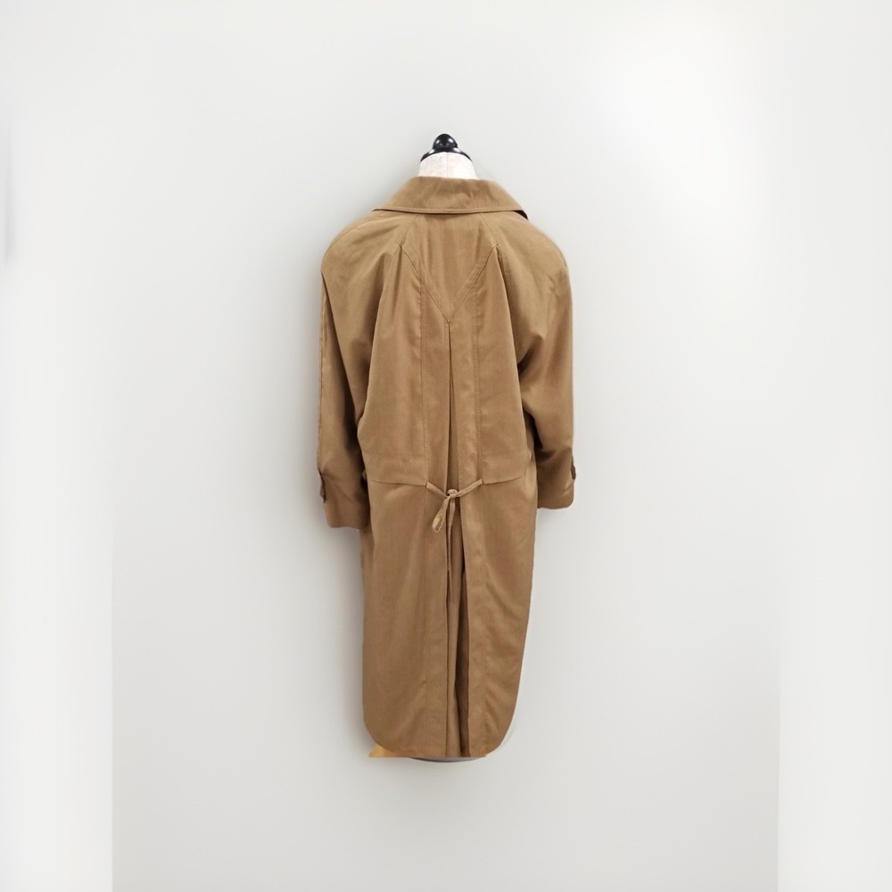 Laura Winston Vtg 1980s Brown Trench Coat Jacket Sz 12P Preppy Classic Retro - Picture 3 of 5